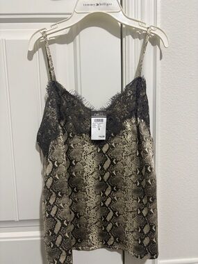Rue21 Taupe and Black Snake-Print Lace Cami